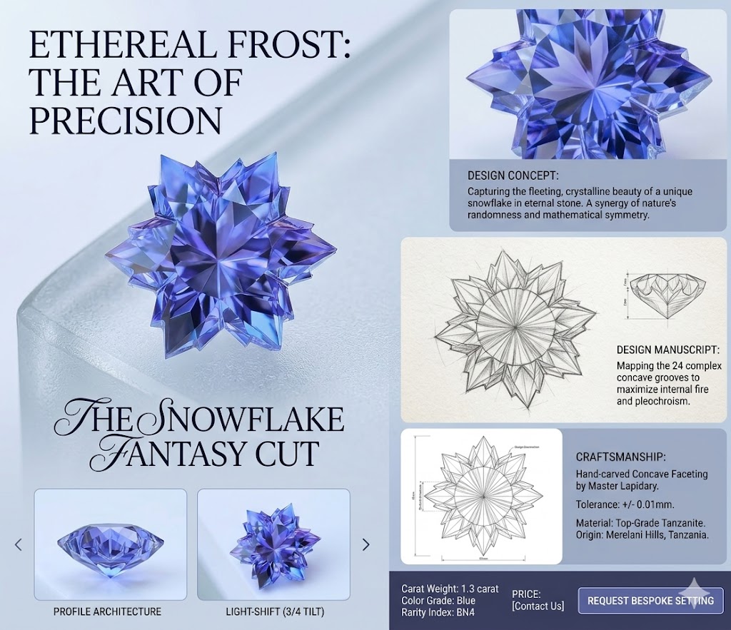 The Ethereal Frost - Master Lapidary Tanzanite with Snowflake Fantasy Cut