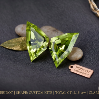 Custom Kite-Cut Natural Peridot Matched Pair / VVS Architectural Loose Gems