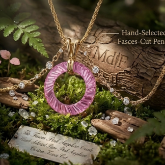 THE PINK FASCES" Hand-Selected Fasces-Cut Pink Sapphire Circle Pendant