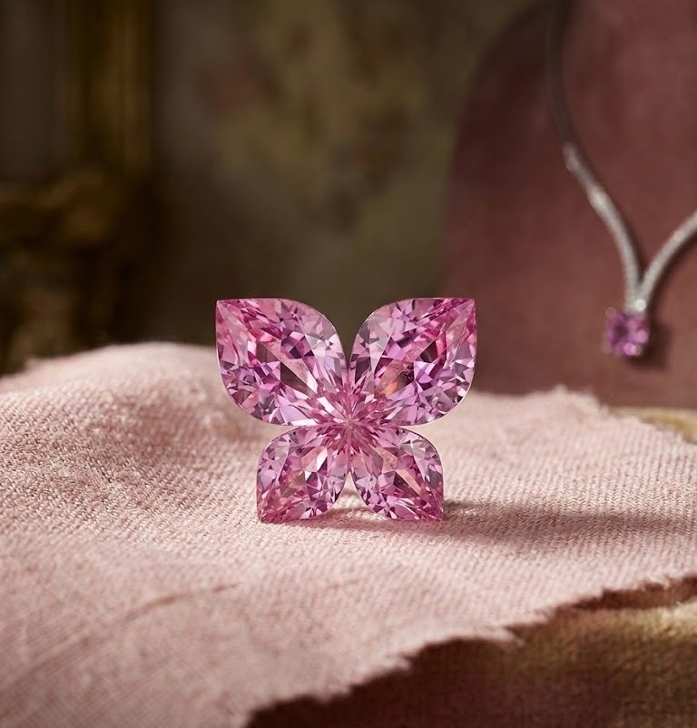 The Amira Butterfly - Rare Pink Sapphire Necklace | Maison des Pierres
