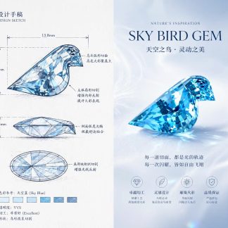 The Sky Bird - Custom Precision-Cut Natural Aquamarine (VVS, 13.8mm)